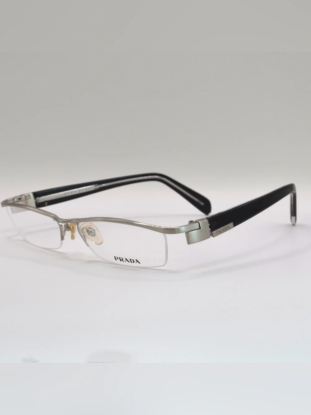 Prada Women Semi Rimless Eyeglasses | Silver & Black | Italy